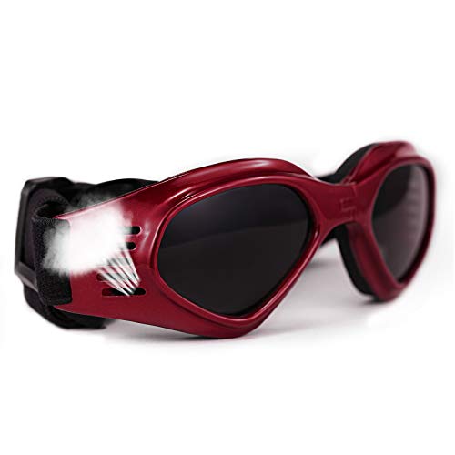 Vevins Dog Goggles Sunglasses For Middle & Large Dog, Uv Protective Foldable Pet Sunglasses Adjustable Waterproof Eyewear(Red) #TOP4