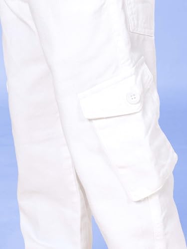 Image of KiddoPanti Boys Cargo Pants | 100% Cotton Twill | Comfortable Regular Fit | Elastic Waistband & Zip Fly | 6 Pocket Lower for Kids | Full-Length Casual Wear