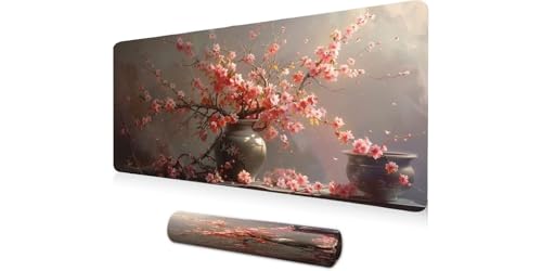Tapis de souris XXL 1200x600mm motif fleurs et feuilles de bureau
