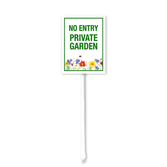 Geroclonup (20X30) CM No Enter Private Garden Yard Sign With Metal Stake For Garden Grass Farm Decor Lawn Sign Stand Tin Keep Out Sign Outdoor Decorations