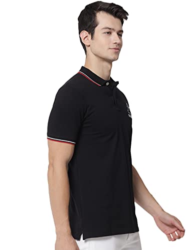 Image of RABBY Men's Cotton Regular Fit Polo T-Shirt with Contrast Rib