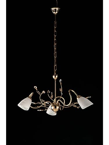 Lustre en cristal Emma or brillant chic à 3 lumières pour illuminer un salon