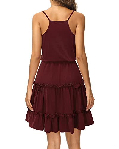 Image of Newshows Women's Summer Casual Dress Cute A Line Ruffle Hem Flattering Fit Beach Vacation Sundress