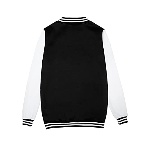 Womans Baseball Jacket Varsity Fleece Jacket Button Down Shirts Tops Long Sleeve Sweatshirt Party Casual Blouses (A,S,Small) #TOP3