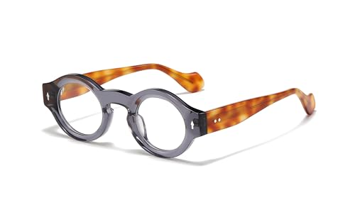 Image of JOLLYNOVA Yuki Vintage Small Acetate Glasses Frame Prescription for Women Men Round Thick Eyeglasses Frames 41-28-145mm