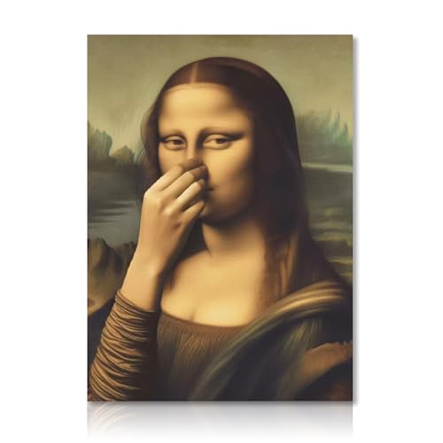Cunegra Lustige Mona Lisa Toilette Bilder Witzige Bild Mona Lisa Hält Sich Die Nase Zu Monalisa Bilder Lustig für Badezimmer Gäste-WC Toilette 40 x 30 cm Ohne Rahmen