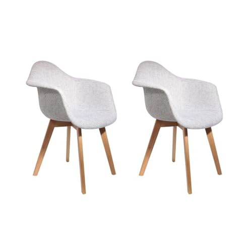 HOME DECO FACTORY Lote de 2 Malla Gruesa Gris, Silla, salón, Comedor, Entrada, Dormitorio, Mueble, Tipo de Madera, 62.00 x 59.00 x 84.00
