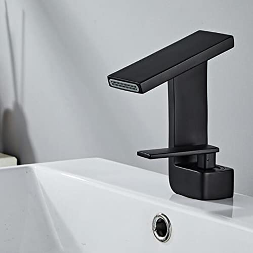 Robinet de vanité cascade anti-éclaboussure mitigeur laiton noir mat