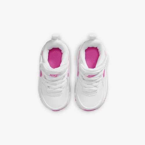 Nike Air Max 90 EasyOn Baby/Toddler Shoes (HF6359-101, Shown: White/Laser Fuchsia) Size 54