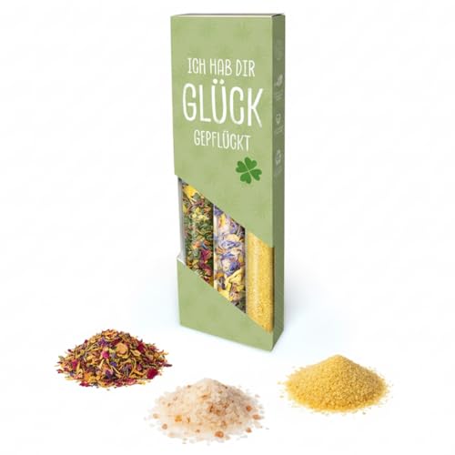 3er Set Gewürze „Ich hab dir Glück gepflückt“ – Blütenmischung Blütensalz und Zitronen...