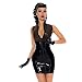 Fashion Ladies Sexy Sleeveless Dress Zipper Front Bodycon Mini Dress Wet Look Latex Stand Collar Grass Green