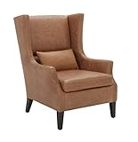 Amazon Brand – Stone & Beam Wingard Leather Wingback Accent Chair, 32.3'W, Cognac