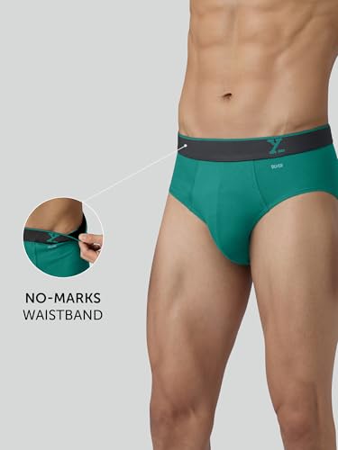 Image of XYXX Men's Traq Super Combed Cotton Regular Fit Solid Antibacterial Briefs with No Marks Waistband (Pack of 2)