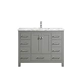 Eviva Hampton 36 x 18 inch Gray Transitional Bathroom Vanity with White Carrara Countertop and Under