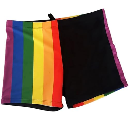 Mens 2025 Swim Trunks Stretch Boxer Shorts Quick Dry Drawstring Beachwear Rainbow Swimwear for Summer Swimming Pool4