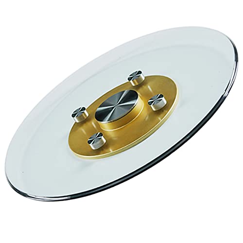 Plateau Tournant Rond En Verre Trempé, Transparent Plateau Rotatif Rond De Table À Manger Avec Roulement En Alliage D'aluminium, 360° Rotative Assiette De ServiceDe Cuisine Et D'hôtel,12mm/120cm Cover