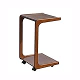 WQZzjm Beistelltisch C-Typ, Massivholz, mobiler Snacktisch, Sofa-Beistelltisch, Couchtisch oder Laptoptisch, Holzfarbe und Braun (Farbe: Braun) (Braun)