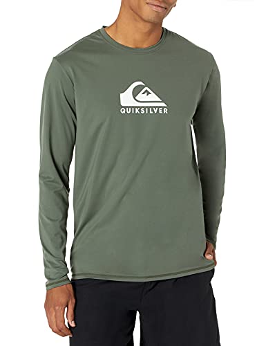 Quiksilver Men s Standard Solid Streak Long Sleeve Rashguard Surf Shirt, Thyme, XL