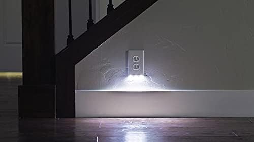 2 Pack - Wall Plate Night Light - Hello Light - LED Night Lights Built Into Electrical Outlet Wall Plates - Turn On/Off Automatically (Décor, White)