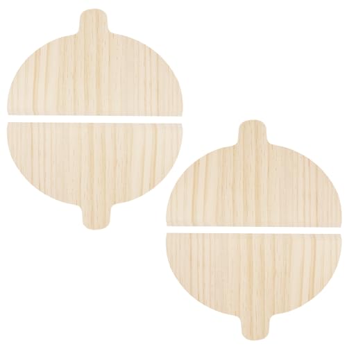 VAVPUP 4 pezzi pizza in legno buccia con manico a metà rotonda pizza in legno pizza robusta pizza in legno a paga(4,Marrone chiaro)