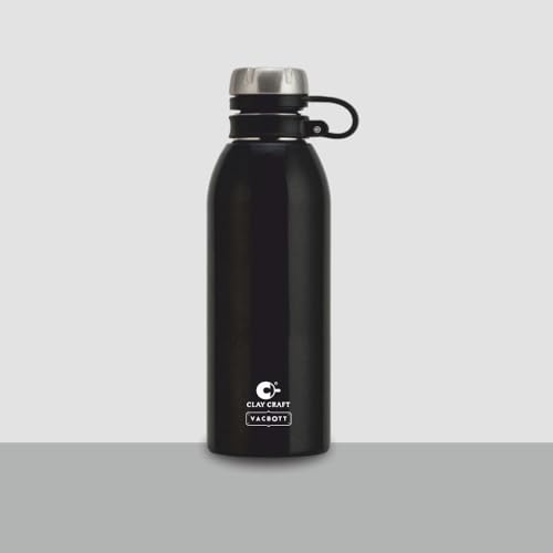 Image of CLAY CRAFT VACBOTT Charlie Double Walled|18 Hours Hot and 24 Hours Cold Water Bottle Vacuum Insulated Flask Bottle 900ml|1 Pcs Water Bottle|Travelling|BPA-Free|BIS Certified|1Year Limited Warranty