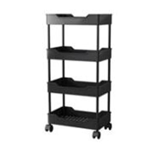 スリムトローリー 4段 幅 15cm スリム 隙間収納 キャスター付き キッチン すきま 収納 隙間 隙間ラック 収納ワゴン コンパクト すき間 キッチン隙間収納 ストッカー キッチンワゴン ストック収納 冷蔵庫 ワゴン-ブラック||4段-幅15cm