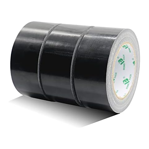 BOMEI PACK Reinforced Cloth Duct Tape,3 Rolls 48mm x 32m Black,Premium Waterproof Sticky Heavy Duty Cloth Duct Gaffer Tape for Repairing,Sealing,Bundling,Strapping Home Jobs Cover