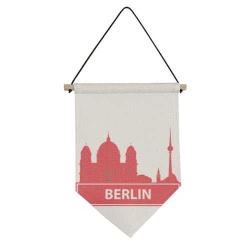 Drapeau sur toile Berlin Allemagne rouge pour salon style industriel