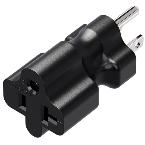 Plugrand 15 Amp Household AC Plug to 20 Amp T Blade Power Adapter,15 Amp to 2...