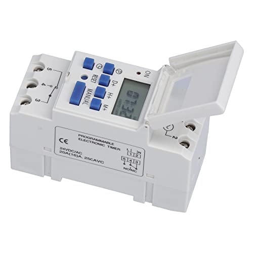 Interruptor de relé de Tiempo de Ferrocarril de Guía, Temporizador Programable THC15A, Pantalla LCD en Tiempo Real, Programación de Ciclo de 24 Horas de 7 Días para la Luz de