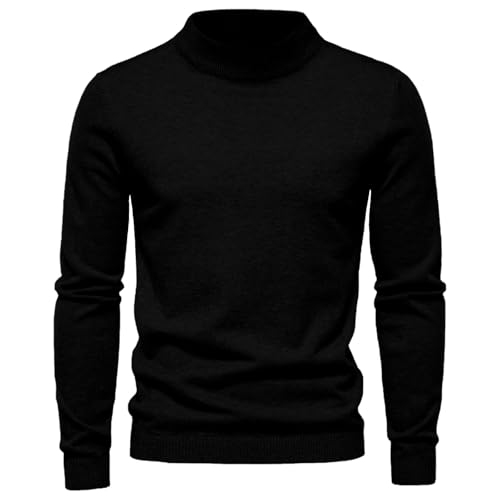 Men's Casual Stand Collar Pullover Sweater Plain Slim Fit Long Sleeve Sweaters Winter Cozy Warm Jumper Tops