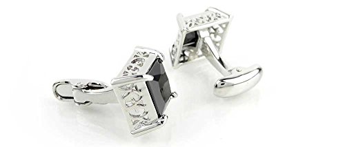 Par de mancuernas para hombre con cristal negro tallado miniatura 2