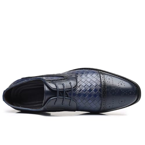 Men's Business Casual Dress Shoes Italy Prince Classic Wingtip Lace-Up Brogues Modern Formal Woven Leather Oxfords3