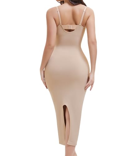 Shapewear Slip Dress for Women, Full Slip Under Dress Tummy Control Body Shaper Long Cami Dress Slimming2