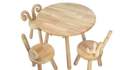 Qualisen Wooden Kids Round Table, Naturally Finished Solid Hardwood,Toddler Stool,Handmade, For Playroom, Nursery, Preschool,Bedroom,Kindergarten,Reading,Playing,Boys Girls Age 2+ #TOP3