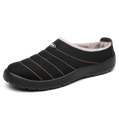 Mishansha Zapatillas de Estar por Casa Invierno Hombre Mujer Cálido Forro Pantuflas, Negro 41