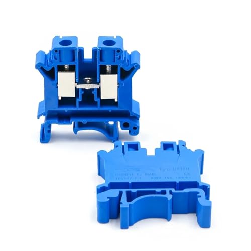 10Pcs UK 10N DIN Rail Terminal Block High Voltage 800V 76A Screw Connection Electrical Conductor(UK-10N-10 PCS-Blue)
