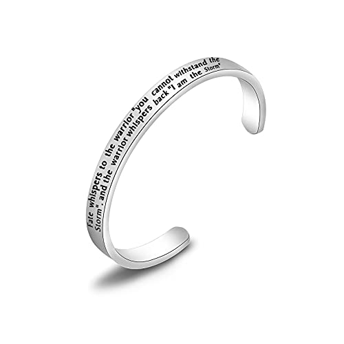 Inspirational Encouragement Gift I am The Storm Quote Bracelet Fate whispers to the warrior you cannot withstand the storm the warrior whispers Back