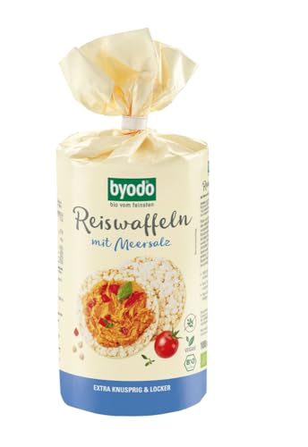 Byodo Bio Reiswaffeln mit Meersalz 12er Pack (12 x 100 g) - Glutenfreier Snack, Vegan, Knusprig & Natürlich, Optimale Lagerung, Ideal für Beläge, Reich an Nährstoffen