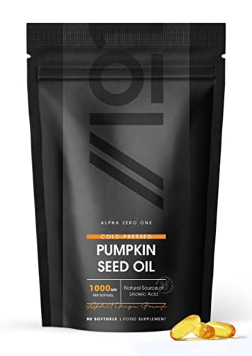Pumpkin Seed Oil 1000mg - 100% Cold Pressed - 3 Months Supply - No Additives — Non-GMO, Gluten Free. 90 Softgels