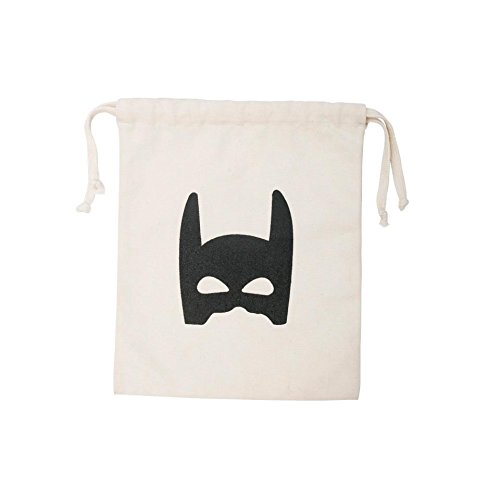 Tellkiddo Fabric Bag Storage Superhero Small, Cotton, Black/White, 1 x 23 x 27 cm