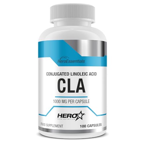 HERO TECH | CLA 100 caps. | Ácido linoleico conjugado | Aceite de Cártamo | Mejora la composición corporal | Apoya la quema de grasa | Sin OGM (Organismos Modificados Genéticamente)