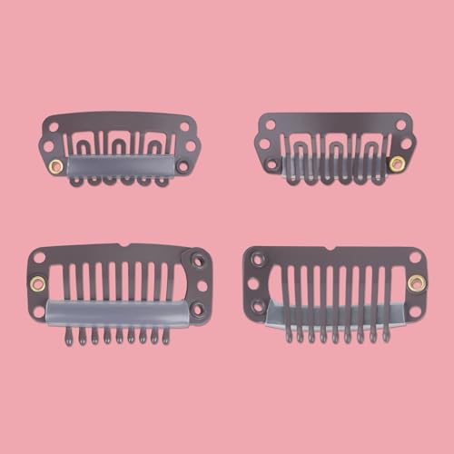 WENNALIFE 4 Brown Replacement Clips for Clip in Hair Extensions Sturdy Clips for Wire Hair Extensions Stainless Steel Clips