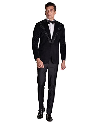 Costume slim en velours pour homme veste 2 pièces chic pour dîner et mariage