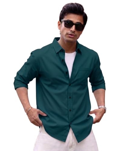 Image of Men's Brown Solid Full Sleeve Casual Shirt with Chest Pocket