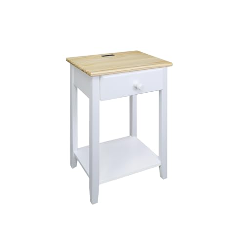 Casual Home Owl Night Stand with USB Port Charging Station and Drawer, 17.5" W x 14.25" D x 24.5" H, Natural White by Casual Home - Image 5