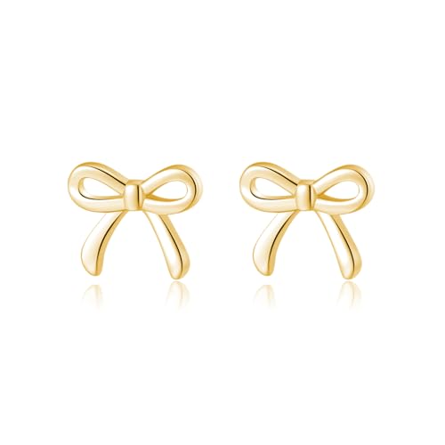 SLUYNZ Solid 925 Sterling Silver Tiny Bow Earrings Stud for Women Teens Small Bowknot post Stud Earrings - Main Image