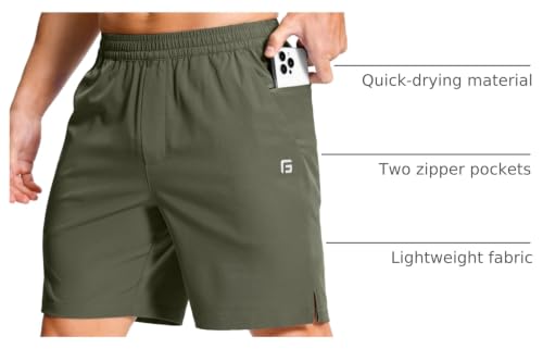 Image of GGJ Men's Lightweight Athletic Shorts with 2 Zipper Pockets 7 inch /9 inch /5 inch Gym Workout Running Quick Dry Tennis Shorts for Men