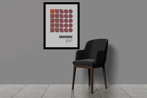 Image of BLINKART Vintage Bauhaus Retro Geometric Aesthetic Poster Gallery | Colorful Wrap Framed For Home Office Studio Living Room Modern Art Studio Decoration Abstract Shapes | (d68) | 13x10 Inch