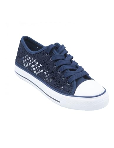 Baskets Femme en dentelle - Chaussures Basses Toile...